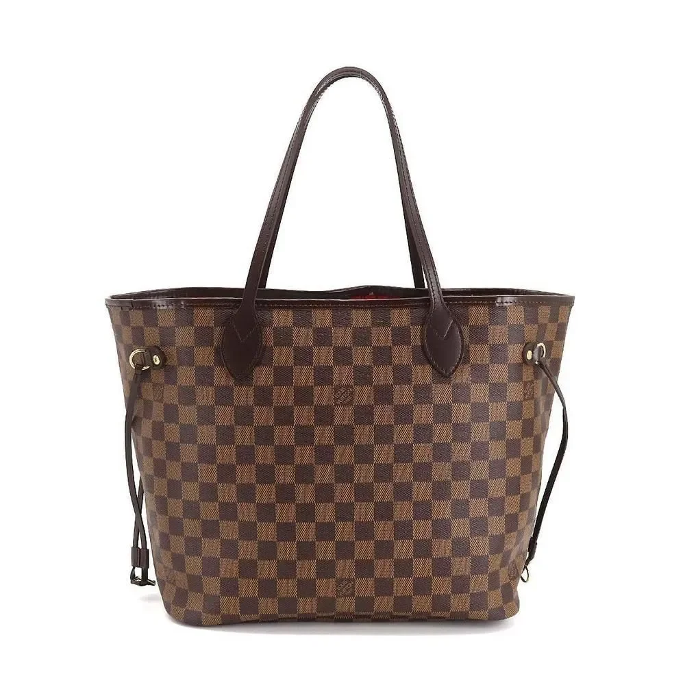 Louis Vuitton Damier Neverfull MM Tote Ebene Cerise Brown Gold Hardware